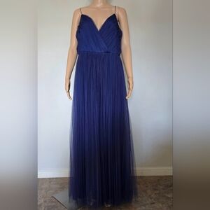 Asos design cami pleated tulle maxi dress color navy size 10